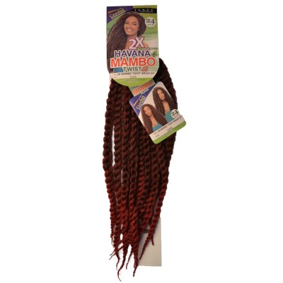 2X HAVANA MAMBO TWIST BRAID 24 Inch #1b Burgandy  Black 