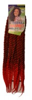 2X HAVANA MAMBO TWIST BRAID 24 Inch #1b red Black red